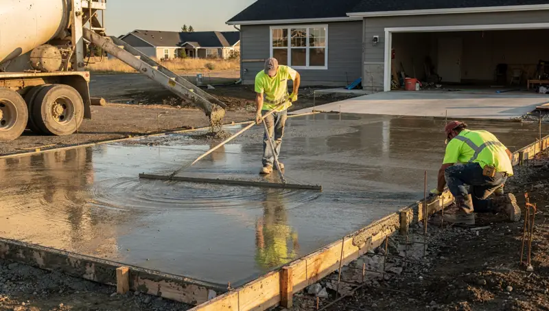 Driveway and apron pour