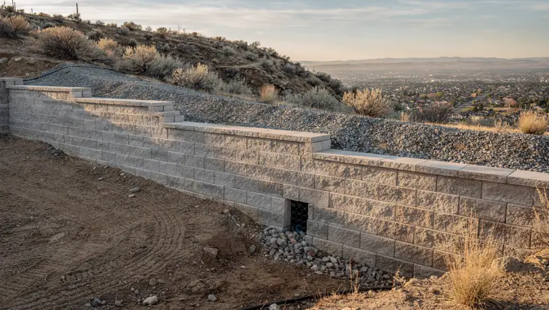 Hillside retaining wall