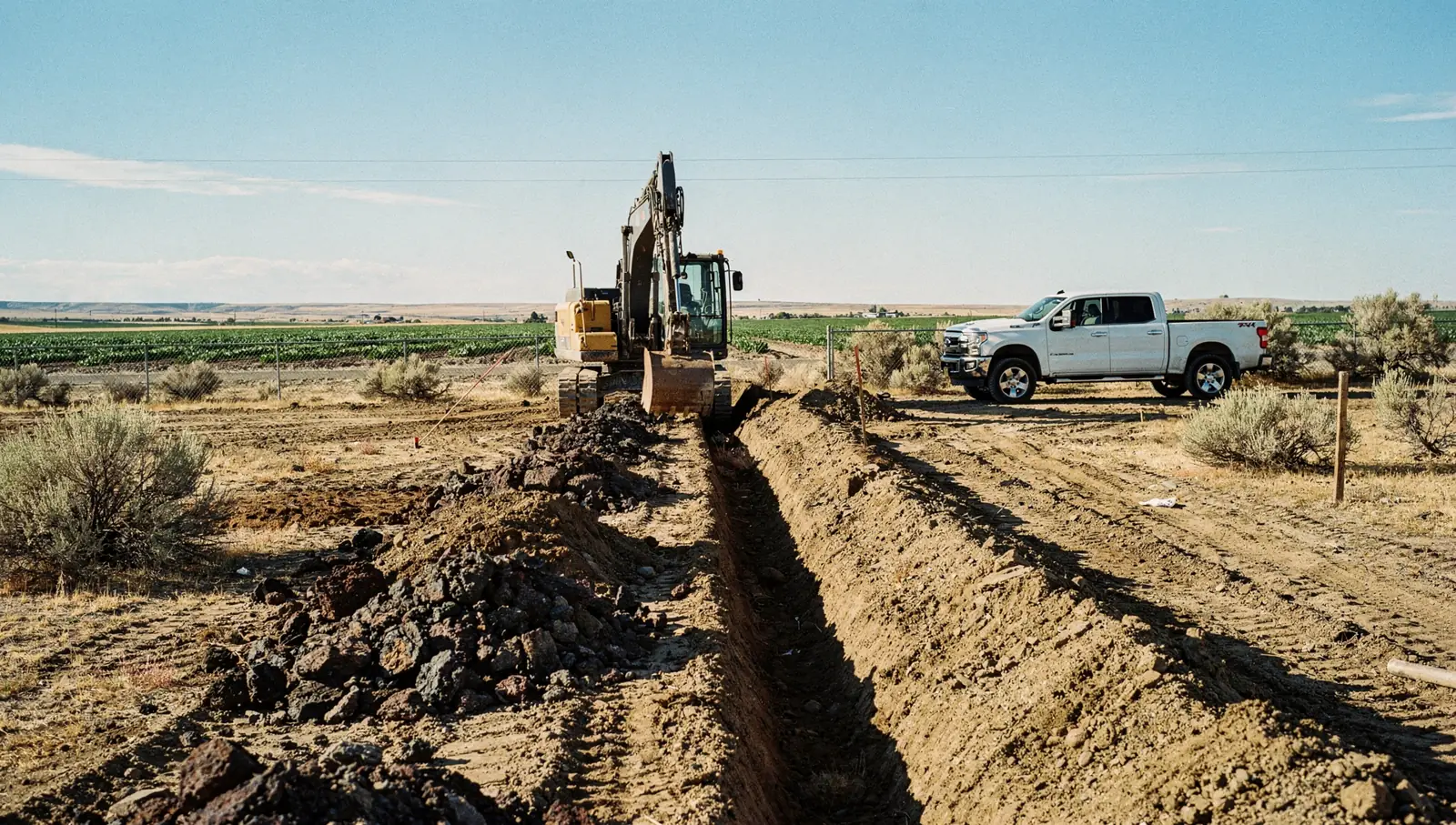 Utility Trenching work site in eastern Washington